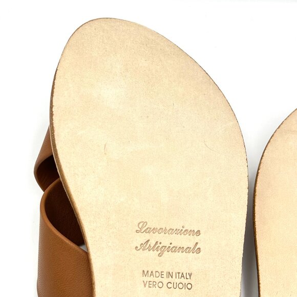 Slaye Womens EU 37 US 7 Brown‎ Leather Slip On Sandals Slides Shoes - Picture 10 of 13